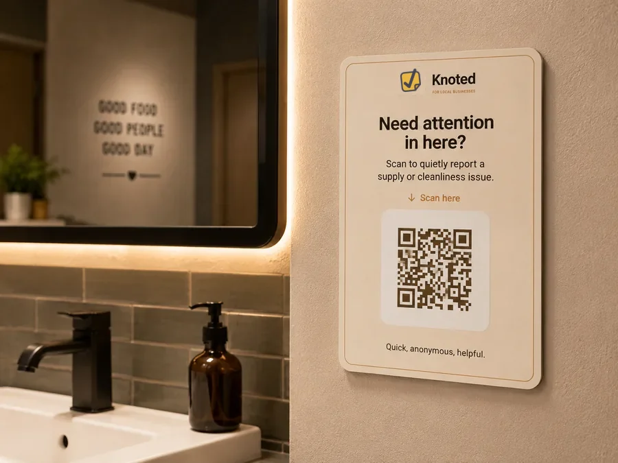 Knoted sign in a changing room